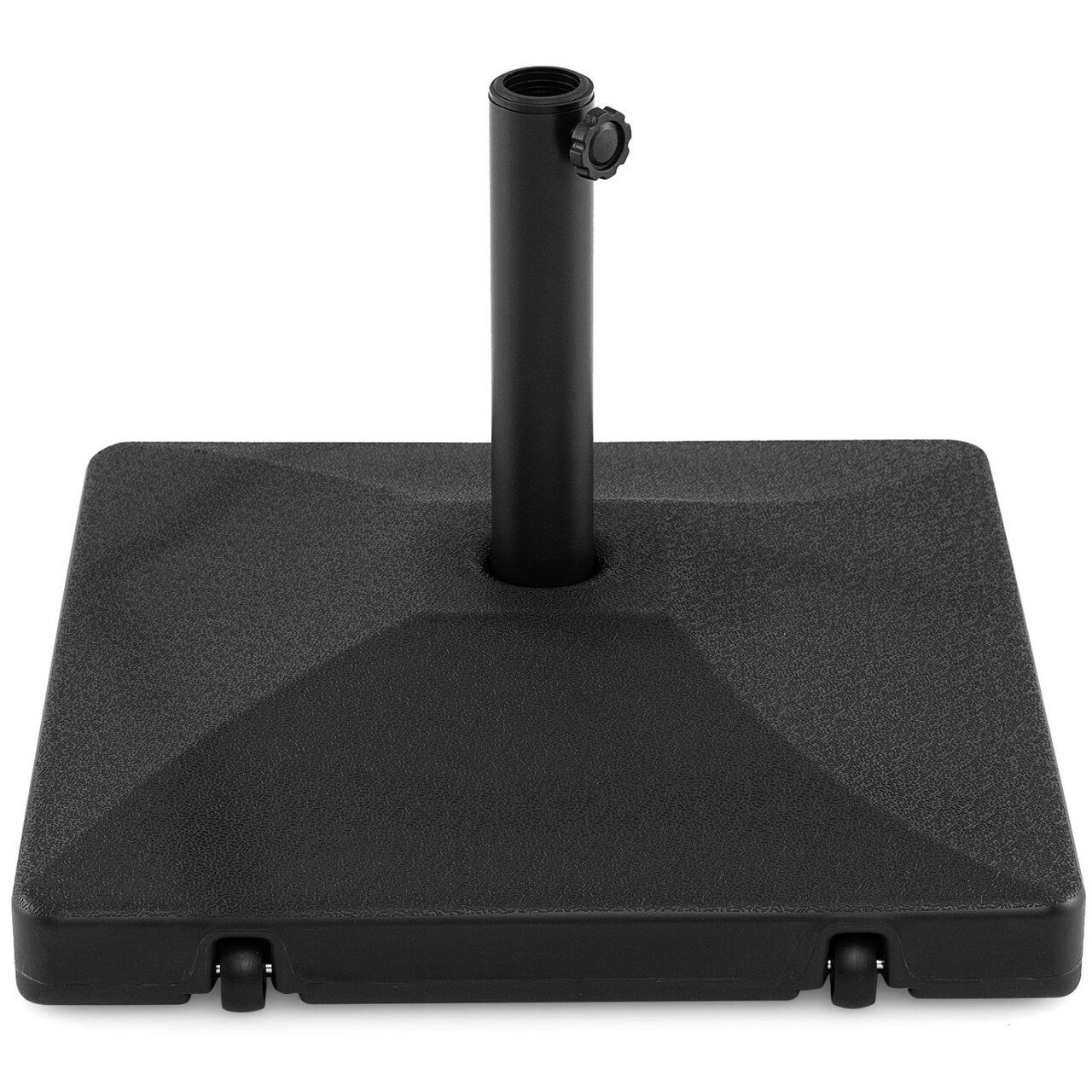 Black Patio Umbrella Base 90 lb Capacity with 2 Wheels, Water or Sand Fill
